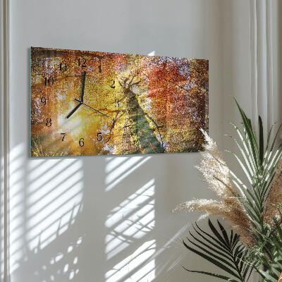 Glass wall clock horizontal Autumn season