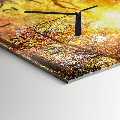 Glass wall clock horizontal Autumn season