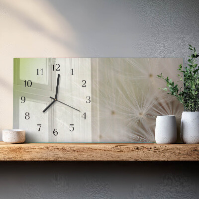 Rectangular glass clock horizontal Common Dandelion