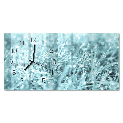 Rectangular glass clock horizontal Cold morning dew