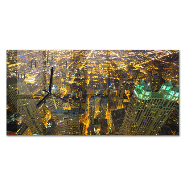 Horizontal rectangular wall clock The illuminated city