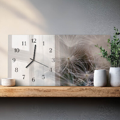 Glass wall clock horizontal Common dandelion