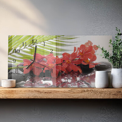 Horizontal wall clock Bouquets and stones