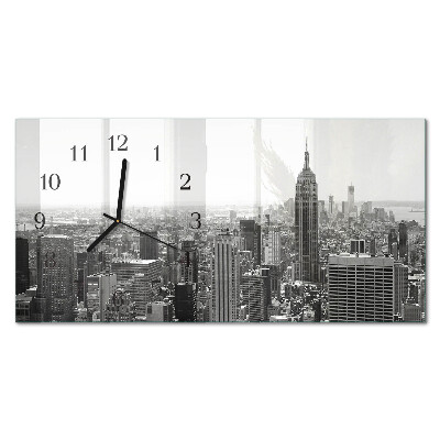 Rectangular glass clock horizontal New York Manhattan