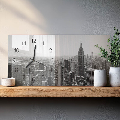 Rectangular glass clock horizontal New York Manhattan