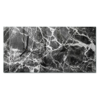 Horizontal wall clock Black marble