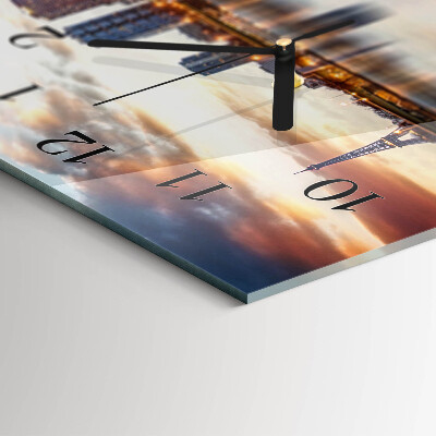 Horizontal wall clock Evening Paris